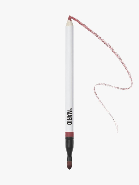 Makeup By Mario Ultra Suede Sculpting Lip Pencil in Riche Mauve white and rose lip liner pencil on light gray background